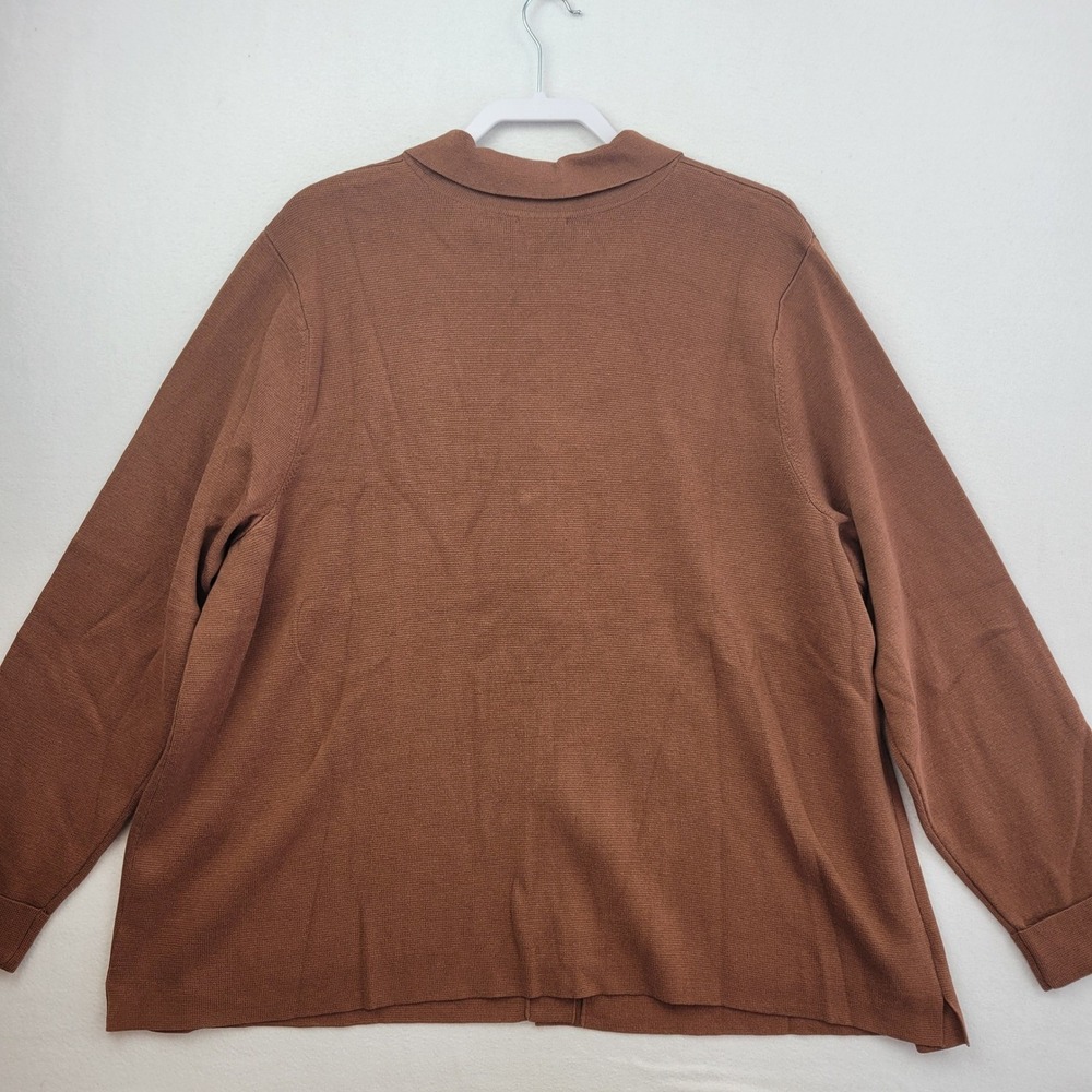 J Jill Cardigan Sweater Size 3X Double-Knit Nutmeg Brown Button Front Academia - Picture 12 of 14